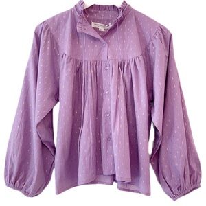 Emerson Fry India Collection Emmaline Lavender Gold Dot Blouse size large